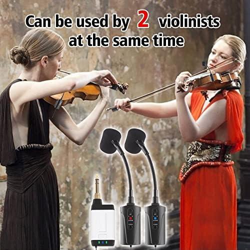 Double Microphone for Violin Q2 VT-5 Violin Microphone Wireless UHF Gooseneck Pick Up Instrument Clip-on Mic Receiver and Tran