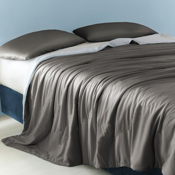 J-bedtime 床寢時光 素色石墨烯 天絲涼被床包枕套組  涼被 + 床包 + 枕套  雙人加大  質感灰黑