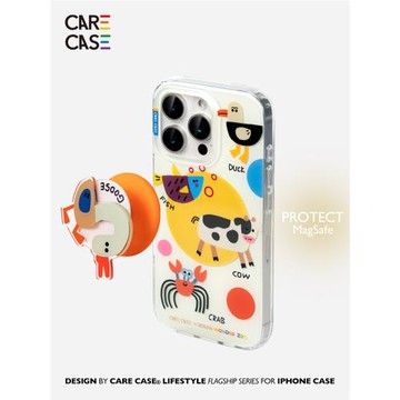 CARECASE 動物園（黃圈）磁吸防摔手機殼原創 適用于蘋果iPhone13/14/15ProMax 磨砂掛繩孔ins風magsafe充電