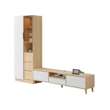 直人木業-RENATA現代簡約風鋁框玻璃展示櫃及電視櫃組260公分展示櫃抽屜面右