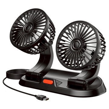 車用USB雙頭風扇  風向360度  F410