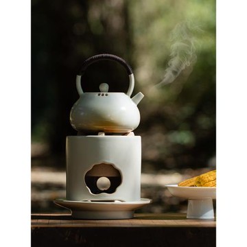 日式陶泥圍爐炭爐煮茶壺炭火烤茶酒精爐燒水養生陶壺茶具戶外風爐