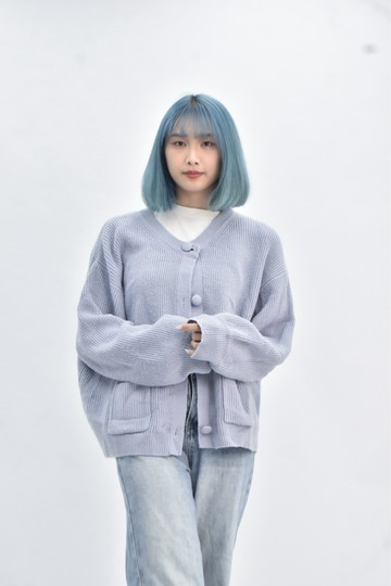 (2XL) gu 排扣紫色外套