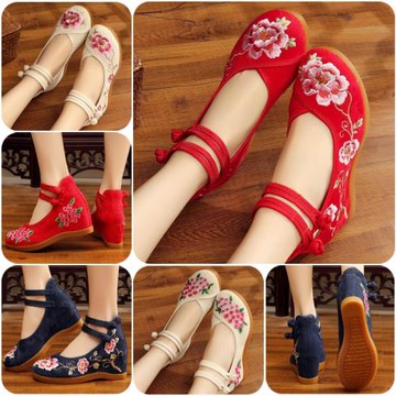 繡花鞋女春款老北京布鞋女民族風內增高婚鞋古裝古風鞋子女漢服鞋
