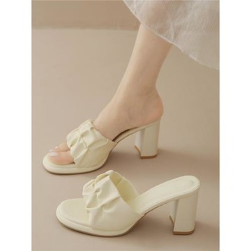 涼拖鞋女外穿仙女風一字半拖2025夏季新款百搭時尚露趾高跟鞋粗跟