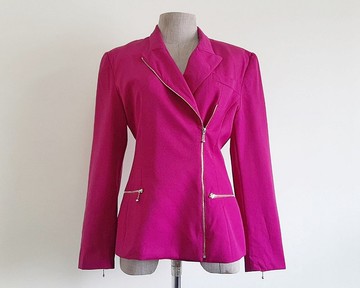 LOLITA LEMPICKA 紫色復古羊毛外套 女款 拉鍊合身西裝外套 S 碼