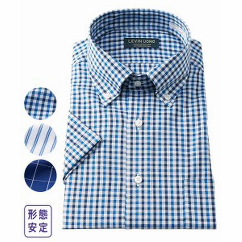 ワイシャツ メンズ 形態安定 チェック デザイン 半袖 ビジネス カジュアル シャツ ボタンダウン ネイビー ブルーチェック ネイビー 白 通販 Lineポイント最大1 0 Get Lineショッピング
