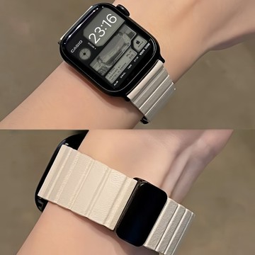 可調節 皮革皮質磁吸扣錶帶 適用於 Apple Watch S11 10 9 8 7 6 SE3 蘋果手錶帶 運動錶帶