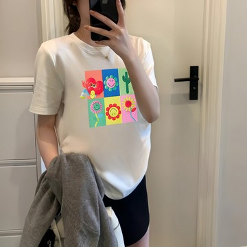 【韓國K.W.】KN3391韓國空運寶藏女孩輕膚棉上衣(假兩件/刺繡/印花圓領/V領上衣T恤)