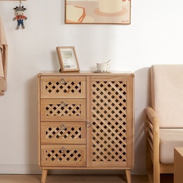 免運 附發票 超低價 工廠直銷 簡約實木斗櫃客廳收納櫃儲物櫃落地置物櫃帶門沙發旁櫃零食餐邊櫃 快速發貨