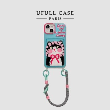 藍色油畫頭套貓咪適用三星s24ultra手機殼s21fe卡包s23+新款a05s/a06女a13手提掛繩a16硅膠a24創意a35防摔a52