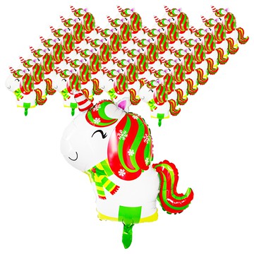 葉子小舖 聖誕節立體獨角獸氣球 聖誕派對裝飾  聖誕獨角獸  50個
