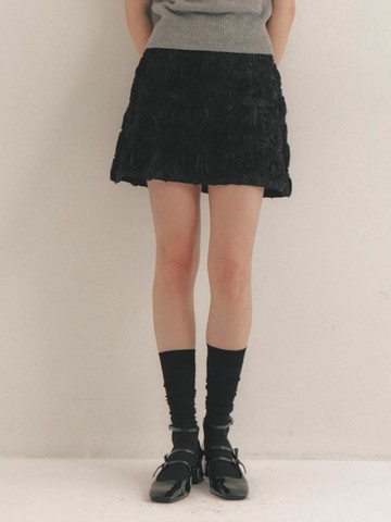 Textured Rose A-line Mini Skirt