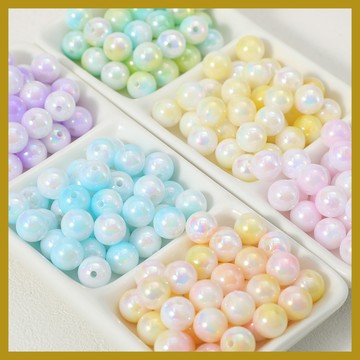 10mm糖果色亞克力烤漆珠 雙色漸變散珠 手做diy手鏈項鏈飾品配件 串珠 串珠材料 串珠材料包 珠珠材料 手串材料