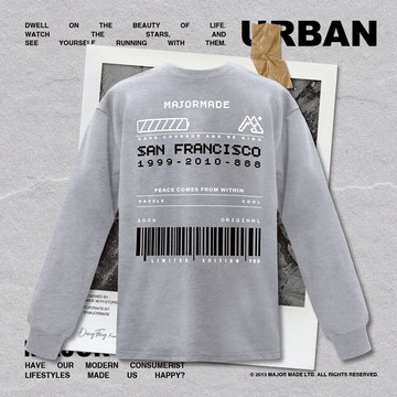 【MAJOR MADE】舊金山條碼麻棉長T