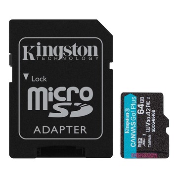 Kingston 金士頓 Canvas Go!Plus microSD A2 U3 V30 記憶卡 附轉卡 SDCG4/64GB  1個  64GB