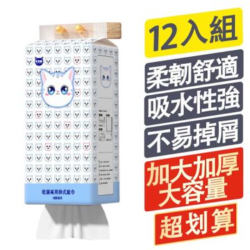 【豆豆貓】12入組懸掛式抽紙 家用實惠裝大包紙巾 壁掛式衛生紙 2箱(1000張*12)