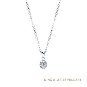 King Star 鉑金台 天然鑽石項鍊 垂墜水滴 輕奢設計款