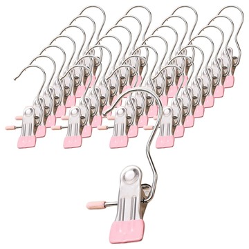 掛勾夾 Set 50個 不鏽鋼浸膠防滑 顏色隨機