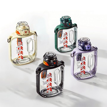 【TKK】禮物精選-美國進口Tritan邁噸系列 手提+背帶 直飲+吸管大容量 運動水壺1000ML(附背帶)戶外露營登山運動專用