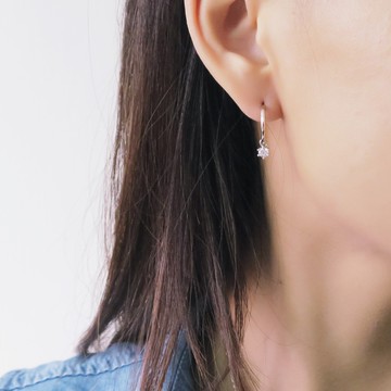 ART64 彎彎月兒勾垂墬小鑽 純銀耳環 (2色可選-白K金/玫瑰金)