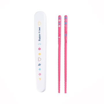 Richell 利其爾 兒童訓練筷第二階段 可愛造型 4歲以上適用 附專用盒  粉色  1雙