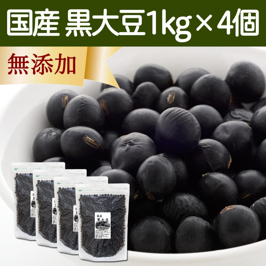 黒豆 1kg×4個 北海道産 黒大豆 無添加 100％ 業務用 生豆 乾燥豆