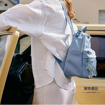 帆布旅行包後背包女小包簡約便捷牛津布背包【聚物優品】