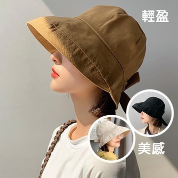 【藻土屋】韓版網紅遮臉蝴蝶結防曬小臉帽 漁夫帽-A