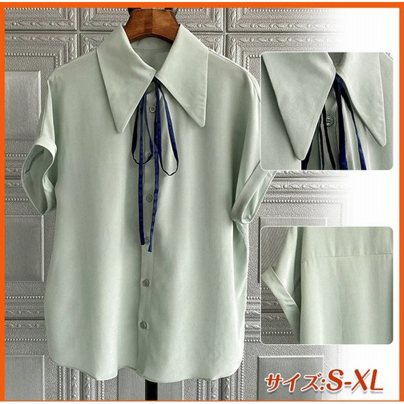ブラウス レディース 半袖 シャツ 細リボン リボン付き おしゃれ きれいめ 春 夏 通販 Lineポイント最大0 5 Get Lineショッピング