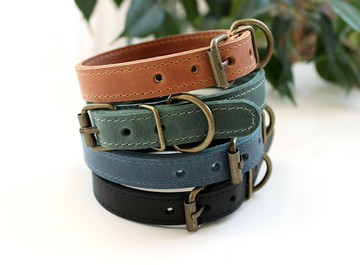 真皮簡約狗項圈寵物項圈小型犬貓小狗皮革