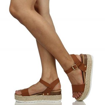 2019 women wedge sandals big size 43shoes 鉚釘魚嘴大碼涼鞋女