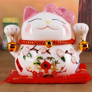 🔜 快速出貨 🔜『LINE禮物獨家』【招財貓的家】五寸桃花貓招財貓存錢筒 生日禮物 開業禮物 開運 招財 喬遷禮物 交換禮物＃CAT032