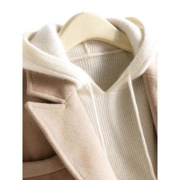 秋冬白色高級感連帽針織衫女裝內搭打底毛衣羊絨衫衛衣慵懶風上衣