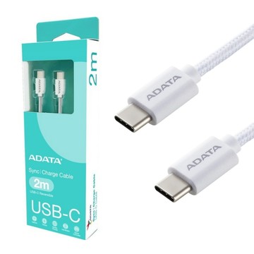 【ADATA 威剛】USB-C to USB-C 白色 充電傳輸線 編織線 長度 200cm