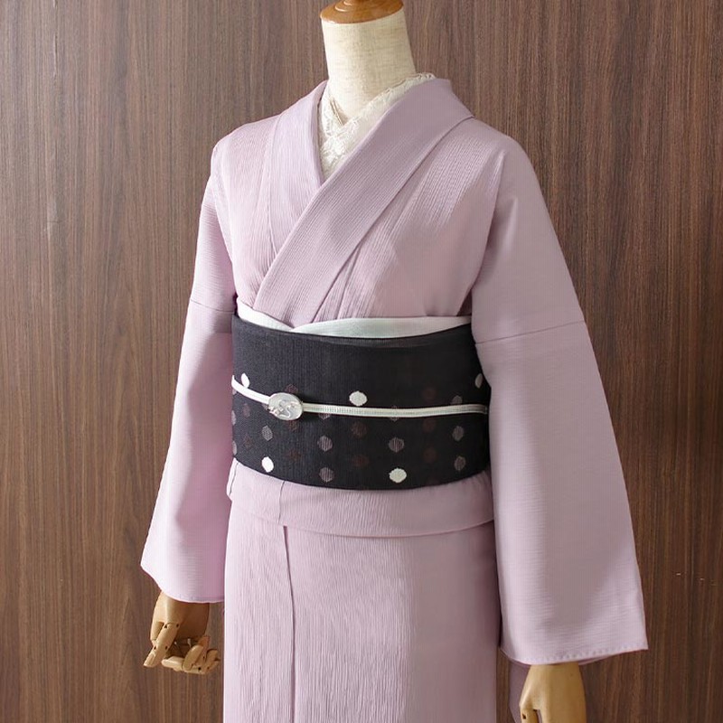 人気商品] 着物 単衣 色無地 楊柳セオα 浅紫色 M L 洗える着物
