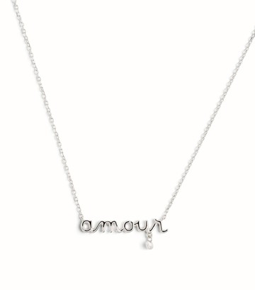 Persée White Gold and Diamond Around The Words Amour Necklace
