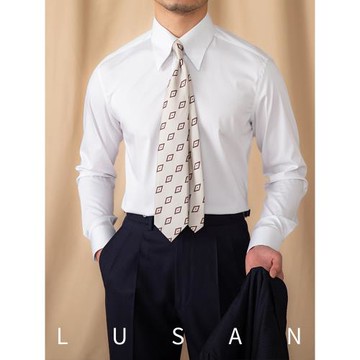 鹿三先生新款男士白色長袖襯衫修身商務紳裝大尖領抗皺親膚襯衣潮