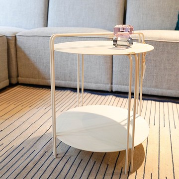 【Hübsch】－990833 灰白色雙層金屬茶几 矮桌 置物桌