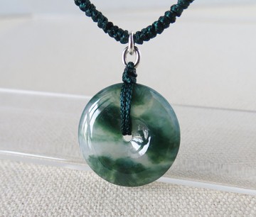 本命年【歲歲平安】冰飄花平安扣翡翠絲光編織項鍊*SF12*招財