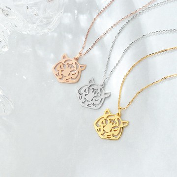 現貨+預購 925純銀項鍊老虎吊墜-鏤空虎頭光面生肖情人節生日聖誕節交換禮物女飾品3色74bu22【獨家進口】【米蘭精品】