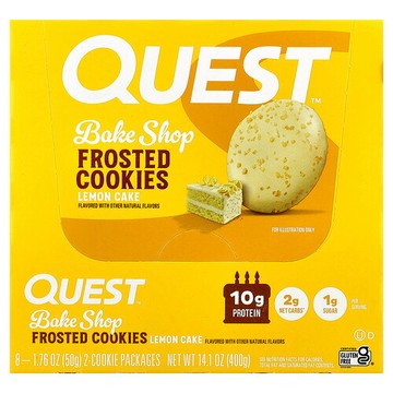 Quest Nutrition, 烘焙店糖霜曲奇，檸檬蛋糕味，8 袋（每袋 2 塊），每袋 1.76 盎司（50 克）