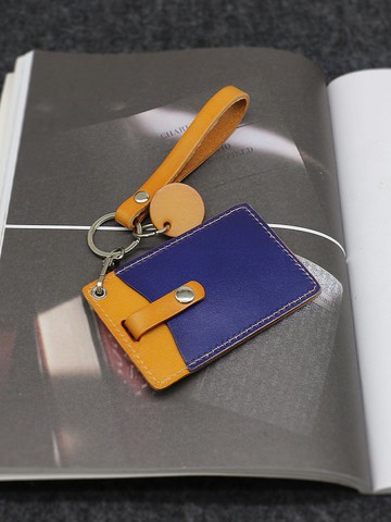 手工作 真皮卡套 復古拼色證件套