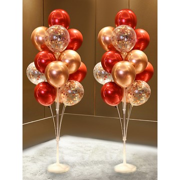 新年氣球地飄立柱 新年氣球裝飾 春節氛圍佈置 喜慶紅色氣氛立柱 氣球裝扮 生日氣氛佈置