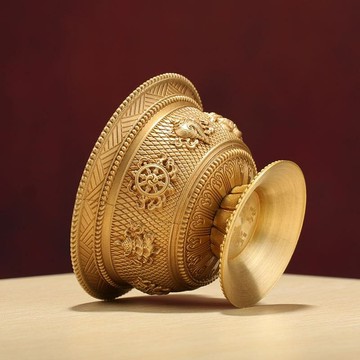 供水碗黃銅家居供佛辦公佛堂八供碗供杯八吉祥雕花吉祥供具銅擺件