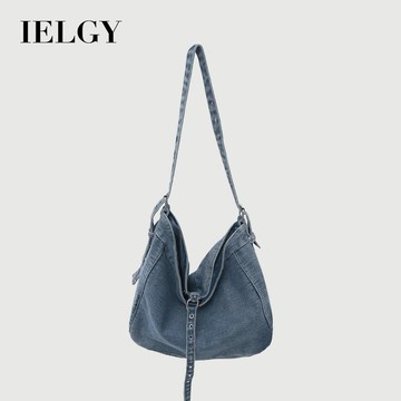 IELGY 女士斜背包 簡約大容量帆布單肩休閒百搭