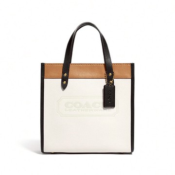 COACH 帶教練徽章的拼色 Field Tote 22女士手提包斜跨包 斜背包 C3461(整新品缺發票)  ~【 購物節優惠 ★ 菲尼斯 國際精品 3折起 】