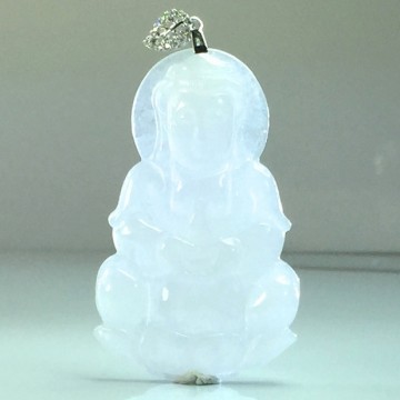 【森茂珠寶】緬甸天然翡翠A貨 冰種觀音墜子 B1017
