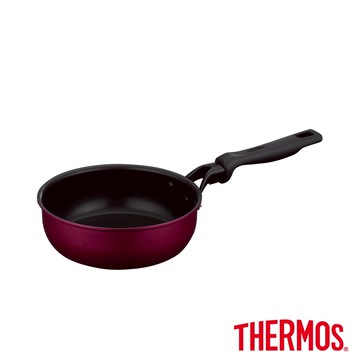 【THERMOS膳魔師】厚鑄耐摩不沾鍋 單柄深煎鍋20cm(KFM-020D-R)