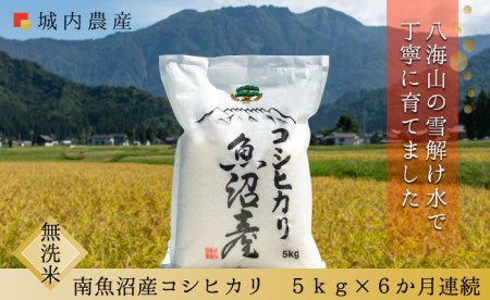 新米 令和５年産 南魚沼産コシヒカリ　無洗米５ｋｇ＜５割減農薬栽培米＞　城内農産